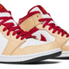 Jordan 1 Mid Light Curry Cardinal Red